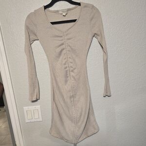 Elegant Cream Long-Sleeve Dress